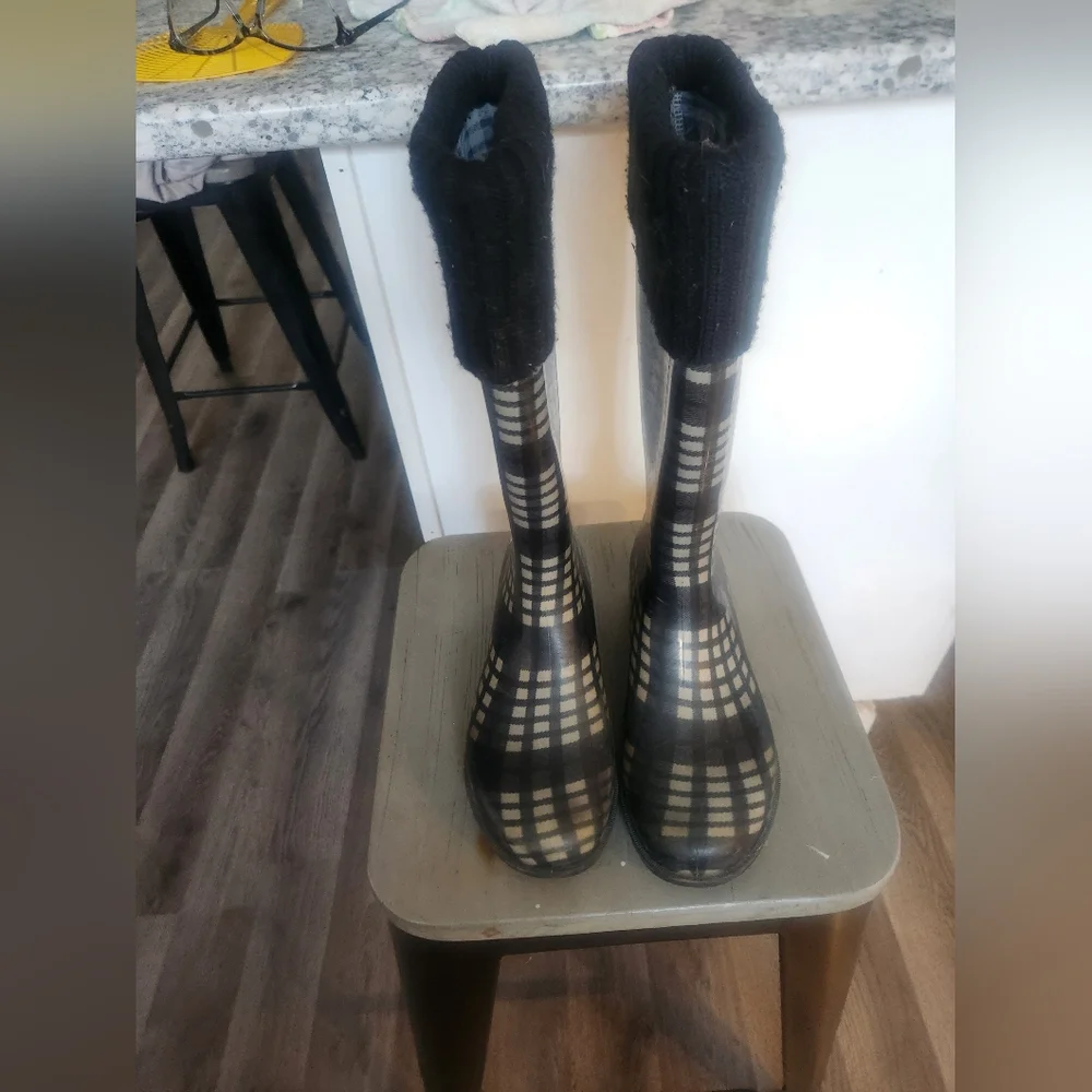 Pittsburg Steelers Womens Plaid Rain Boots
